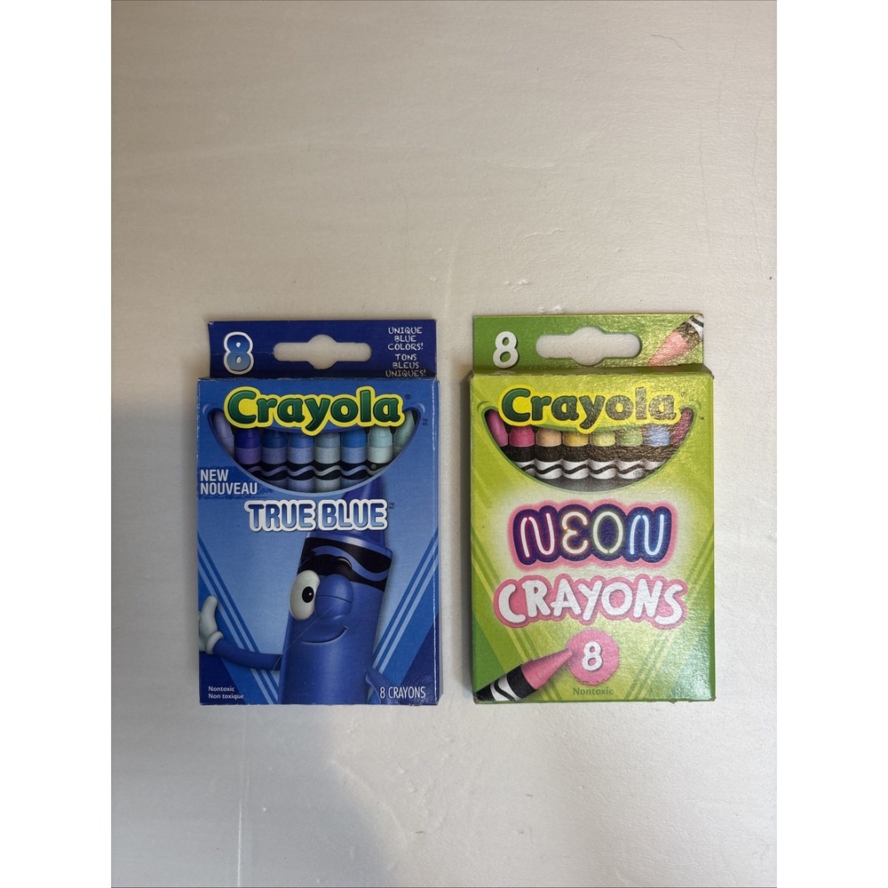 Crayola 8 Pack Crayons True Blue and Neon Hallmark 2013 2019 52-2153 52-3418